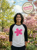 Pink Asterisk Raglan 3/4 Sleeve