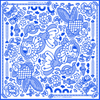Blue and White Silk Fshy Bandana